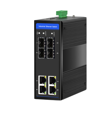 Managed, Industrial Ethernet Switch,  4 x 10/100/1000M Base-TX + Uplink 4 x 100/1000M Base-FX SFP
