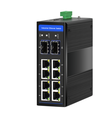 Managed, Industrial Ethernet Switch,  8 x 10/100M Base-TX + Uplink 2 x 100/1000M Base-FX SFP