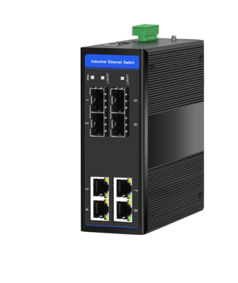 Industrial Ethernet Switch, 4 x 10/100M Base-TX + Uplink 4 x 100M Base-FX SFP