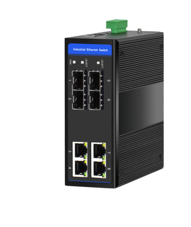 Industrial Ethernet Switch, 4 x 10/100M Base-TX + Uplink 4 x 100M Base-FX SFP